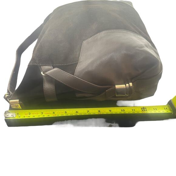 L.K. Bennett Brown Leather Suede Shoulder Bag Tote Slouchy Classic Elegant - Picture 2 of 13